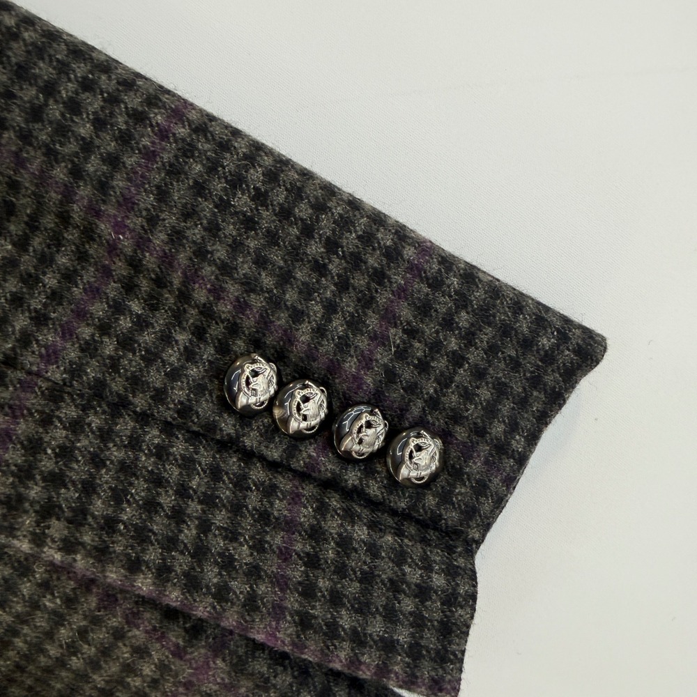 Lauren Ralph Lauren Blazer Womens 2 Grey Houndstooth Wool Blend Equestrian - Picture 3 of 12